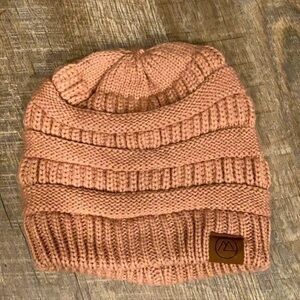 Rose knit beanie acrylic hat
